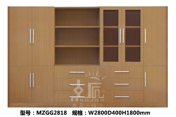 木质文件柜板式竹木色系列产品展示-上海办公家具